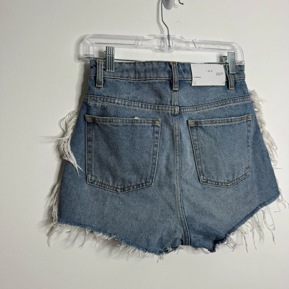 IRO Distressed Light Wash High‎ Waisted Jean Shorts Soft Denim Size 26 - Picture 6 of 10
